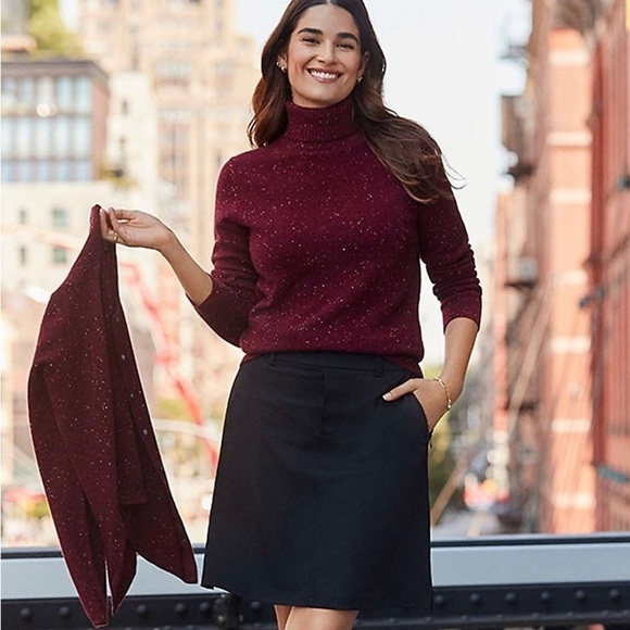 Lands' End Cashmere Turtleneck Sweater in Burgundy Donegal Size Small - Picture 1 of 9